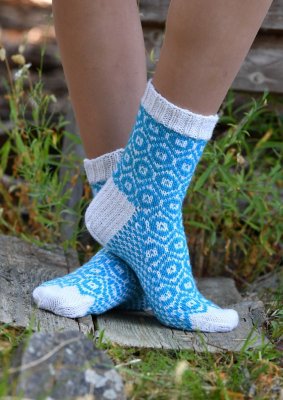 Stickmönster sockor med mönster i teetee Pallas