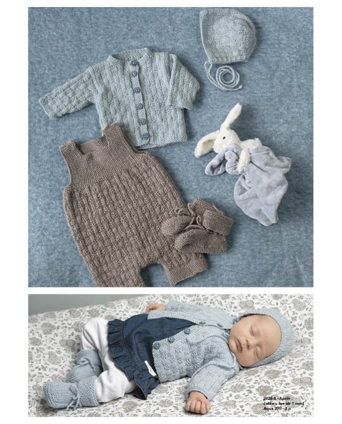 Stickmönster babyoverall, kofta och mössa i Viking Baby ull