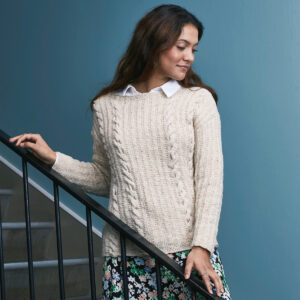 Patentstickad tweedtröja med flätor 899312