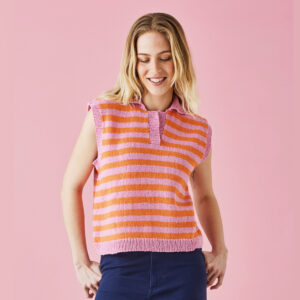 Stickmönster Randig topp med krage 890214