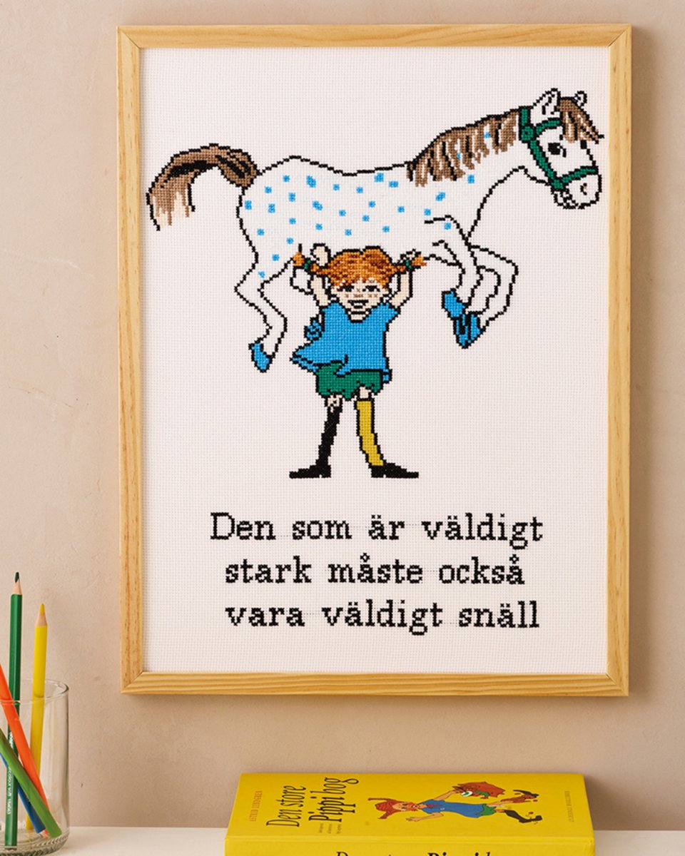 Korsstygnsbroderi Pippi stark och snäll