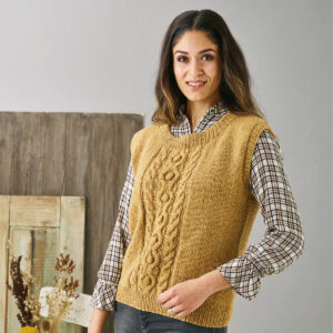 Stickmönster flätmönstrad tweed väst 899304