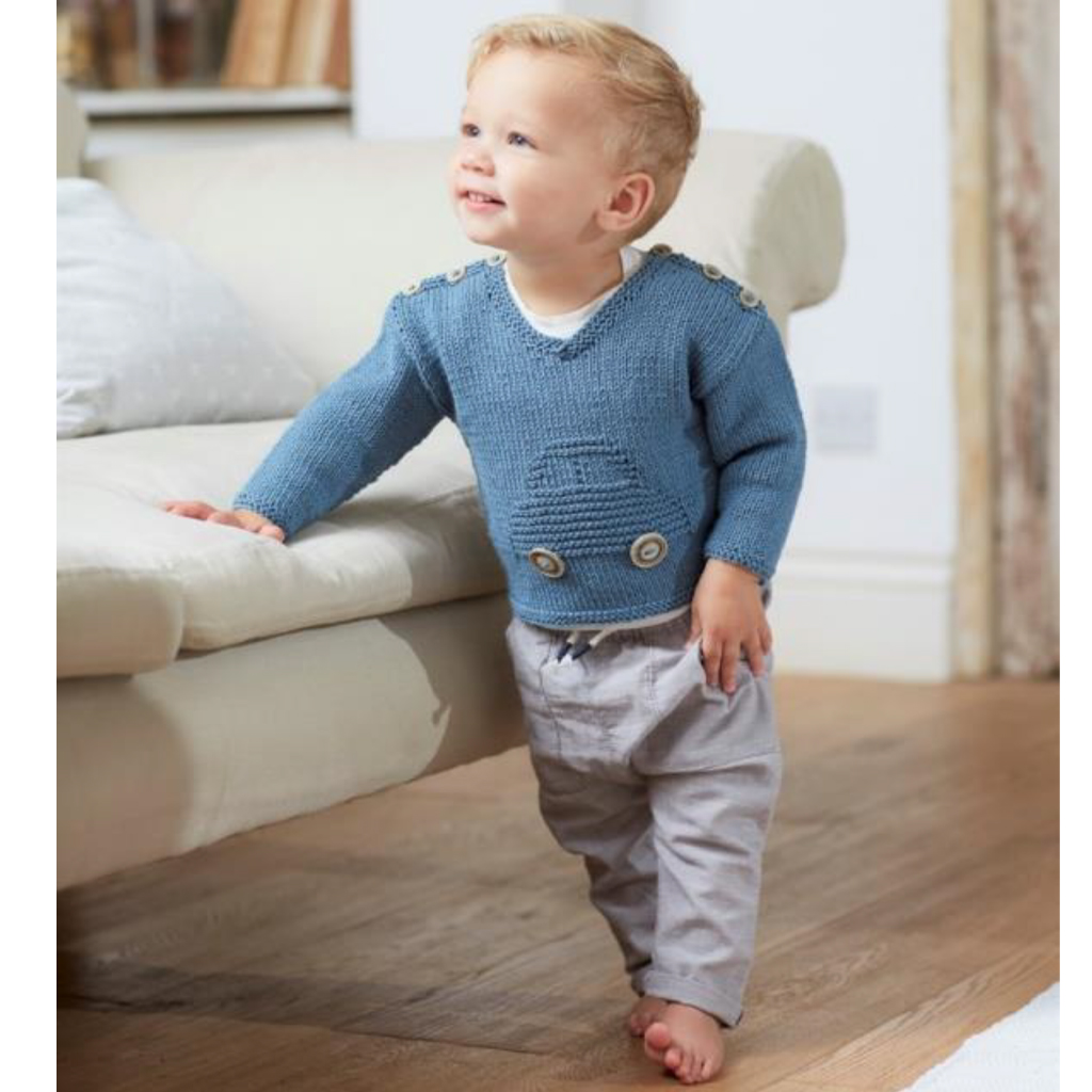 Stickmönster Babytröja med bil sirdar-5268