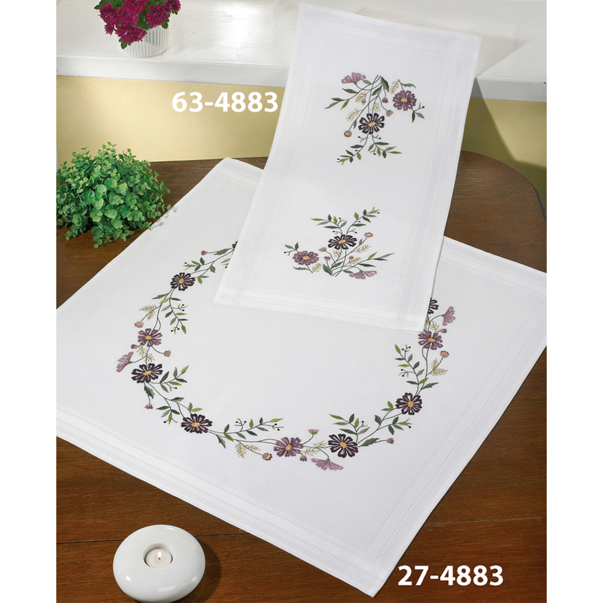 Broderisats Duk blomsterkrans, permin-27-4883